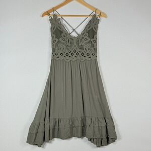 Justify Medium Dress Olive Smocked Goblin Forest Fairy Indie Earthy Rustic Flowy